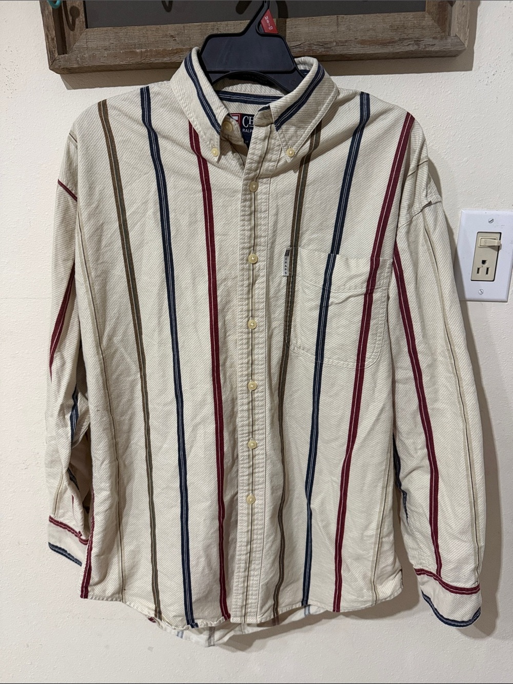 Chaps Ralph Lauren Vintage Striped Button Down Shirt Men’s 100% Cotton